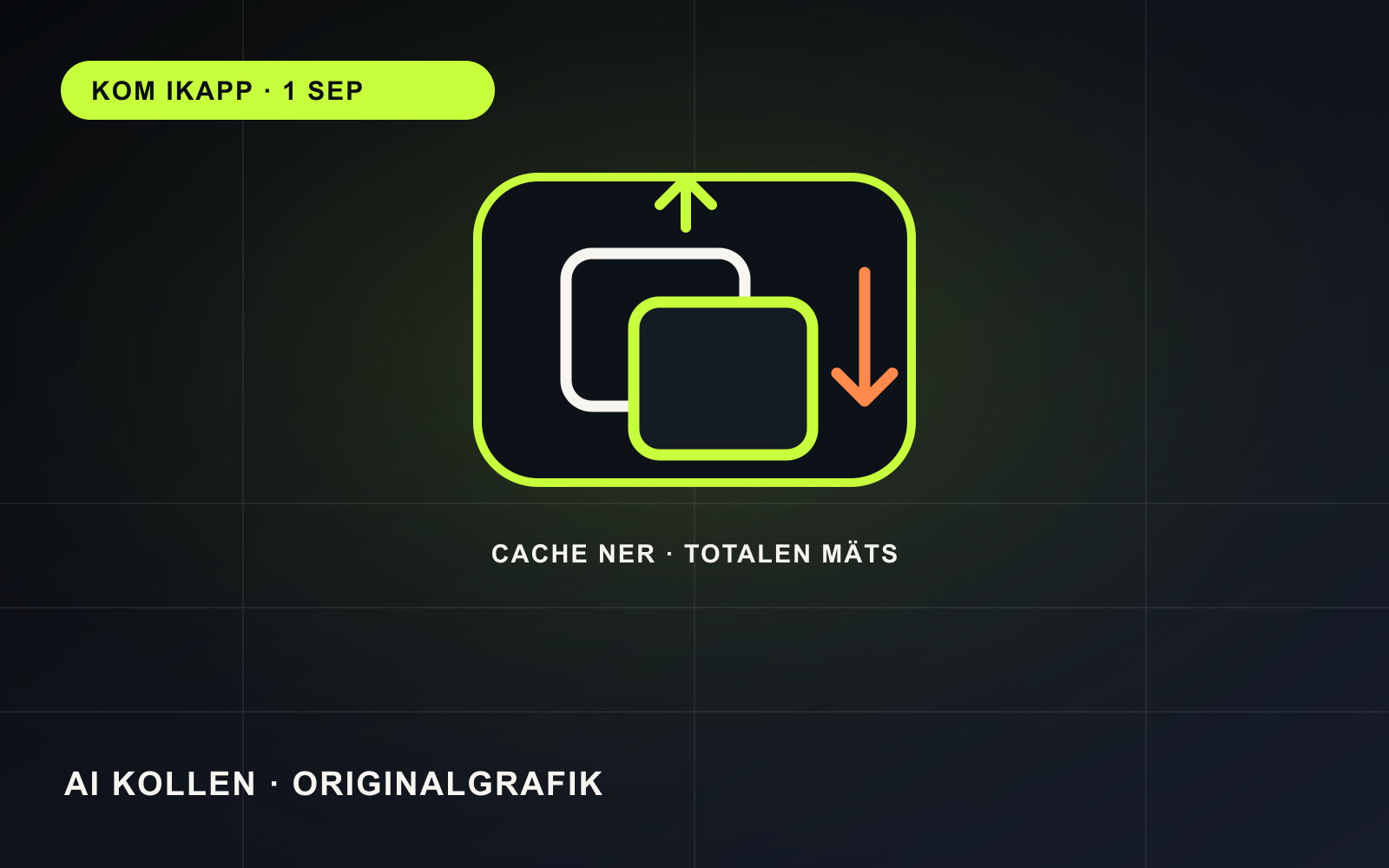 Originalgrafik med återanvända datablock, en sänkt cachekostnad och en stigande totalmätare för ett maxtest.