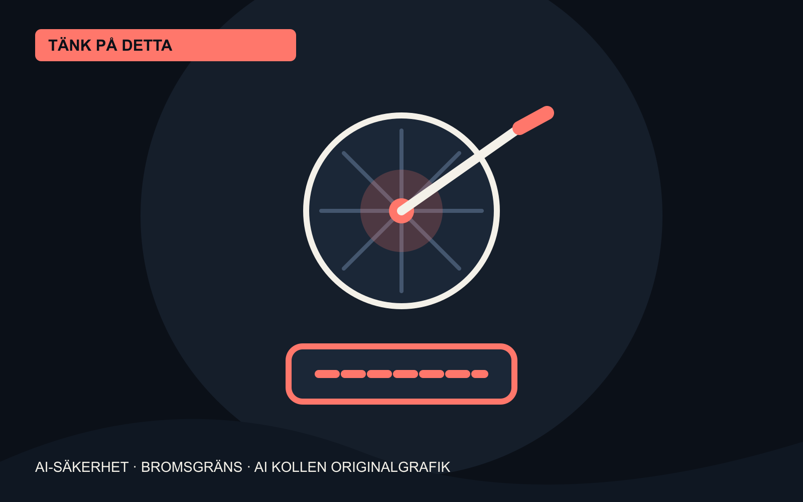 AI Kollens originalgrafik med en bromspedal, ett nätverk av AI-noder och en tydlig säkerhetsgräns.
